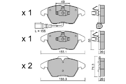 Тормозные колодки AISIN для VW POLO (6R, 6C) 1.4 BiFuel